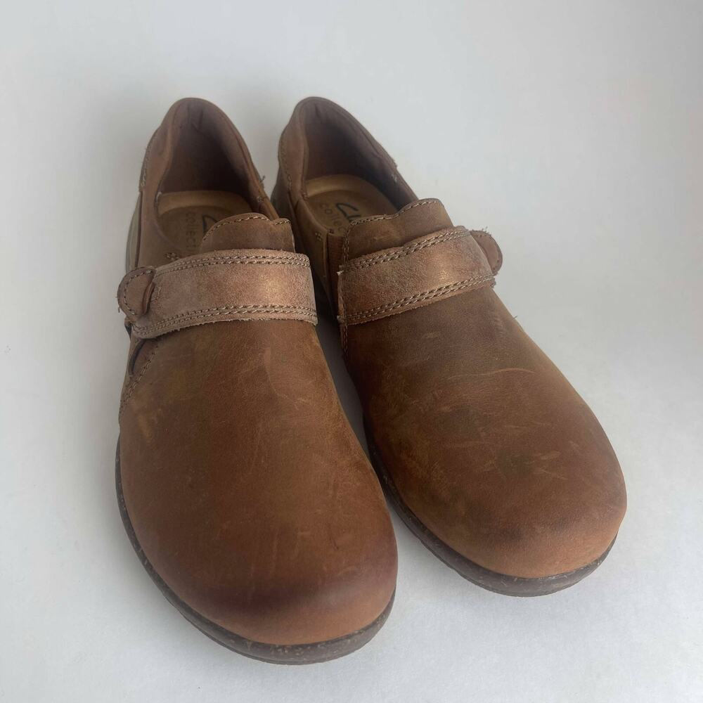 Clarks Collection Womens Roseville Dot Dark‎ Tan Brown Loafers Size 6.5